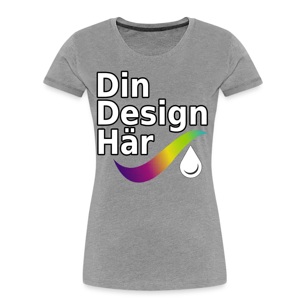 Designa Ekologisk Premium-t-shirt Dam Gråmelerad / s - Designa Och Tryck Online