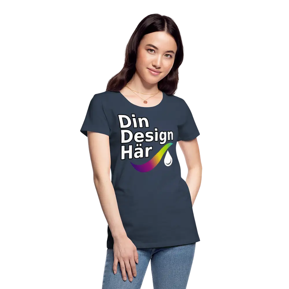 Designa Ekologisk Premium-t-shirt Dam Marin / s - Designa Och Tryck Online