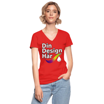 Designa Klassisk T-shirt Med V-ringning Dam - Designa Och Tryck Online
