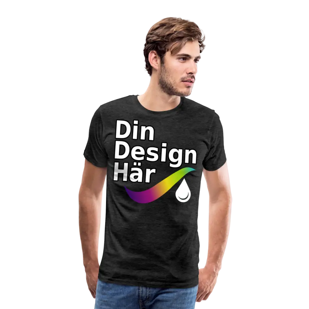 Designa Premium-t-shirt Herr Kolgrå / s - Designa Och Tryck Online