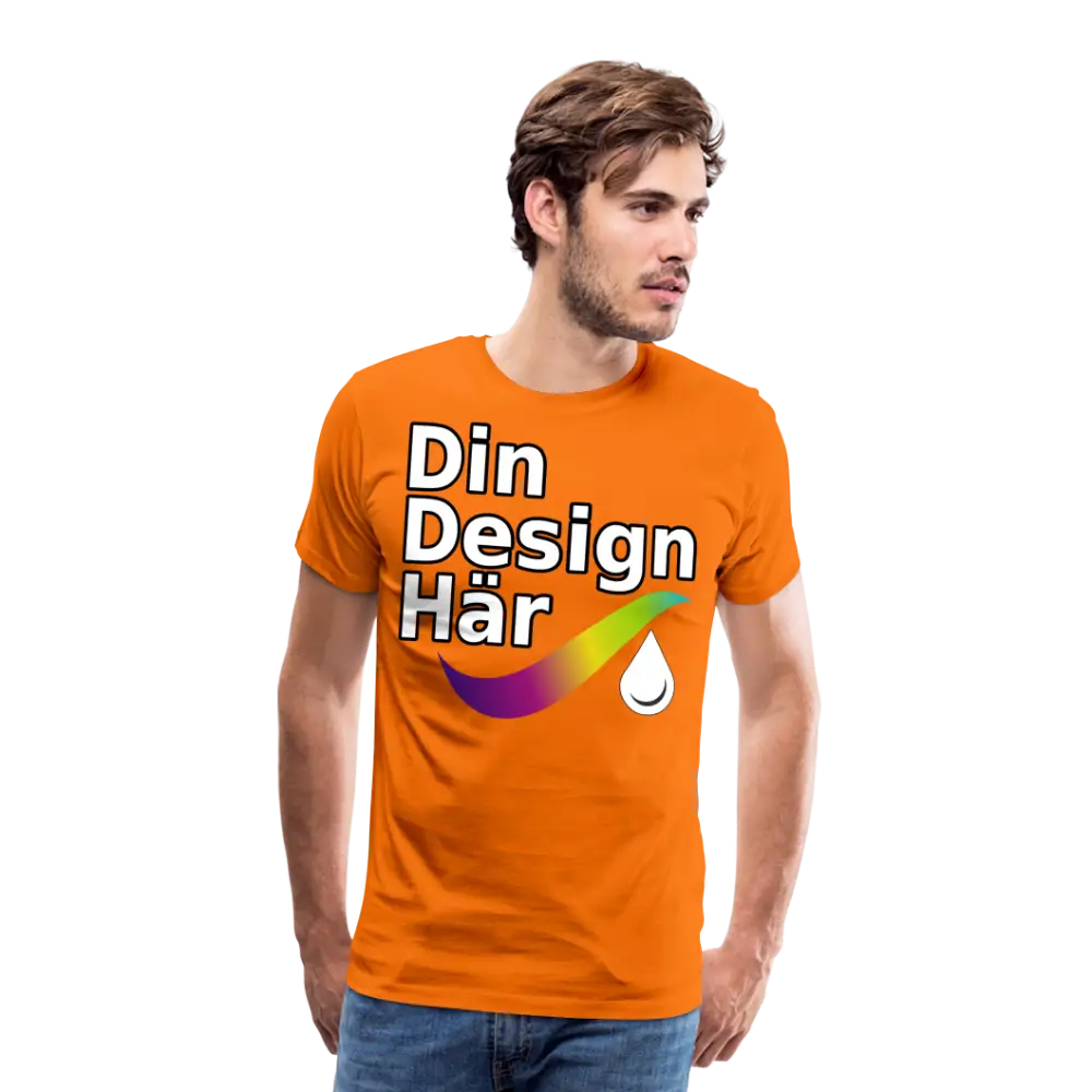 Designa Premium-t-shirt Herr Orange / s - Designa Och Tryck Online