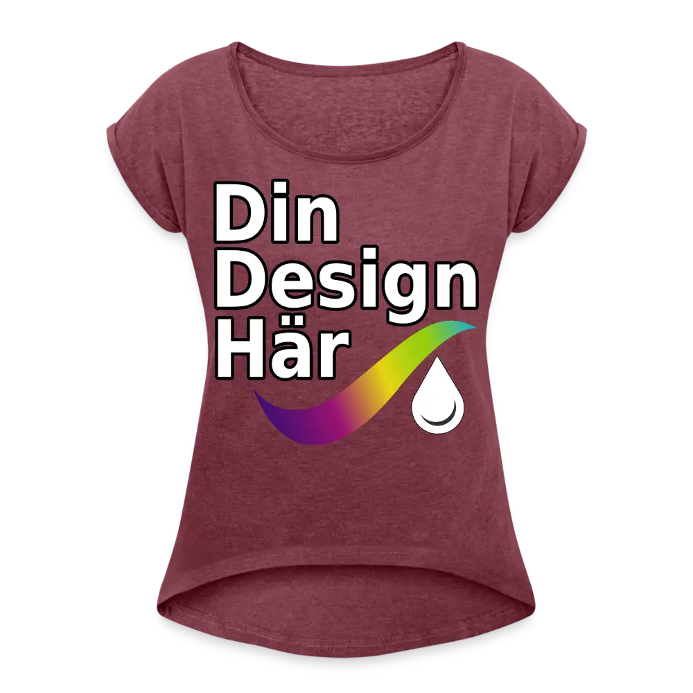 Designa T-shirt Med Upprullade ärmar Dam Ljung Vinröd / s - Designa Och Tryck Online