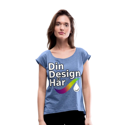 Designa T-shirt Med Upprullade ärmar Dam Ljung Denim / s - Designa Och Tryck Online
