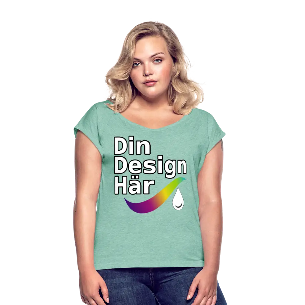 Designa T-shirt Med Upprullade ärmar Dam Ljungmynta / s - Designa Och Tryck Online