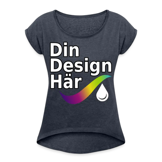 Designa T-shirt Med Upprullade ärmar Dam Ljung Marin / s - Designa Och Tryck Online