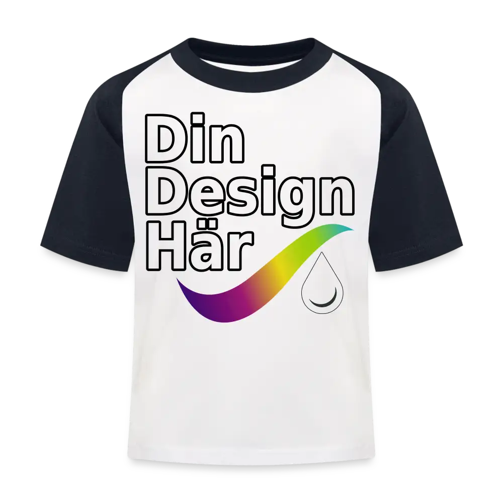 Designa Baseboll-t-shirt Barn Vit/marinblå / 98/104 (3-4 Years) - Designa Och Tryck Online