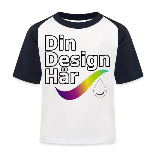 Designa Baseboll-t-shirt Barn Vit/marinblå / 98/104 (3-4 Years) - Designa Och Tryck Online