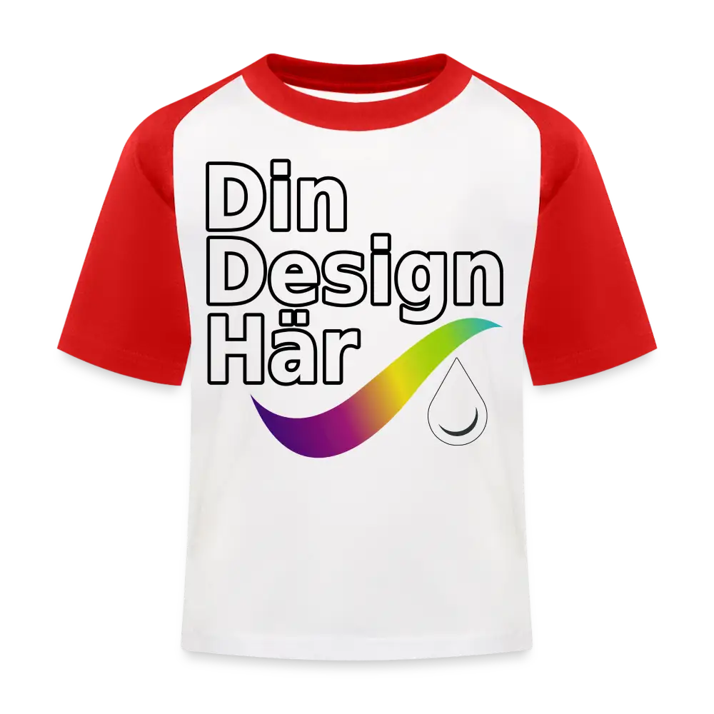Designa Baseboll-t-shirt Barn Vit Röd / 98/104 (3-4 Years) - Designa Och Tryck Online