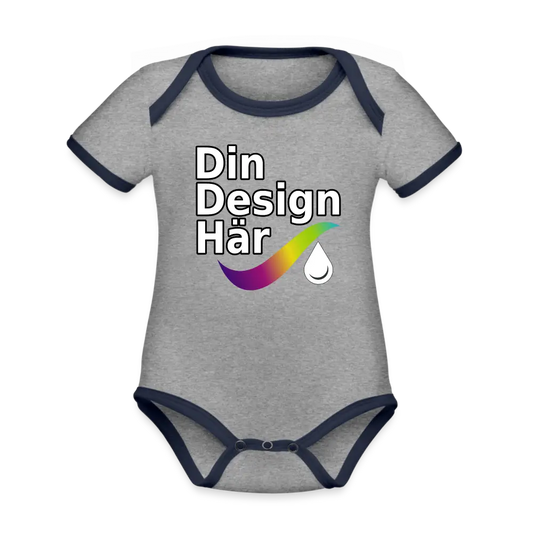 Designa Ekologisk Kontrastfärgad Kortärmad Babybody Gråmelerad/marinblå / 50/56 (0-1m) - Designa Och Tryck Online