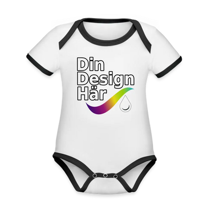 Designa Ekologisk Kontrastfärgad Kortärmad Babybody Vit Svart / 50/56 (0-1m) - Designa Och Tryck Online