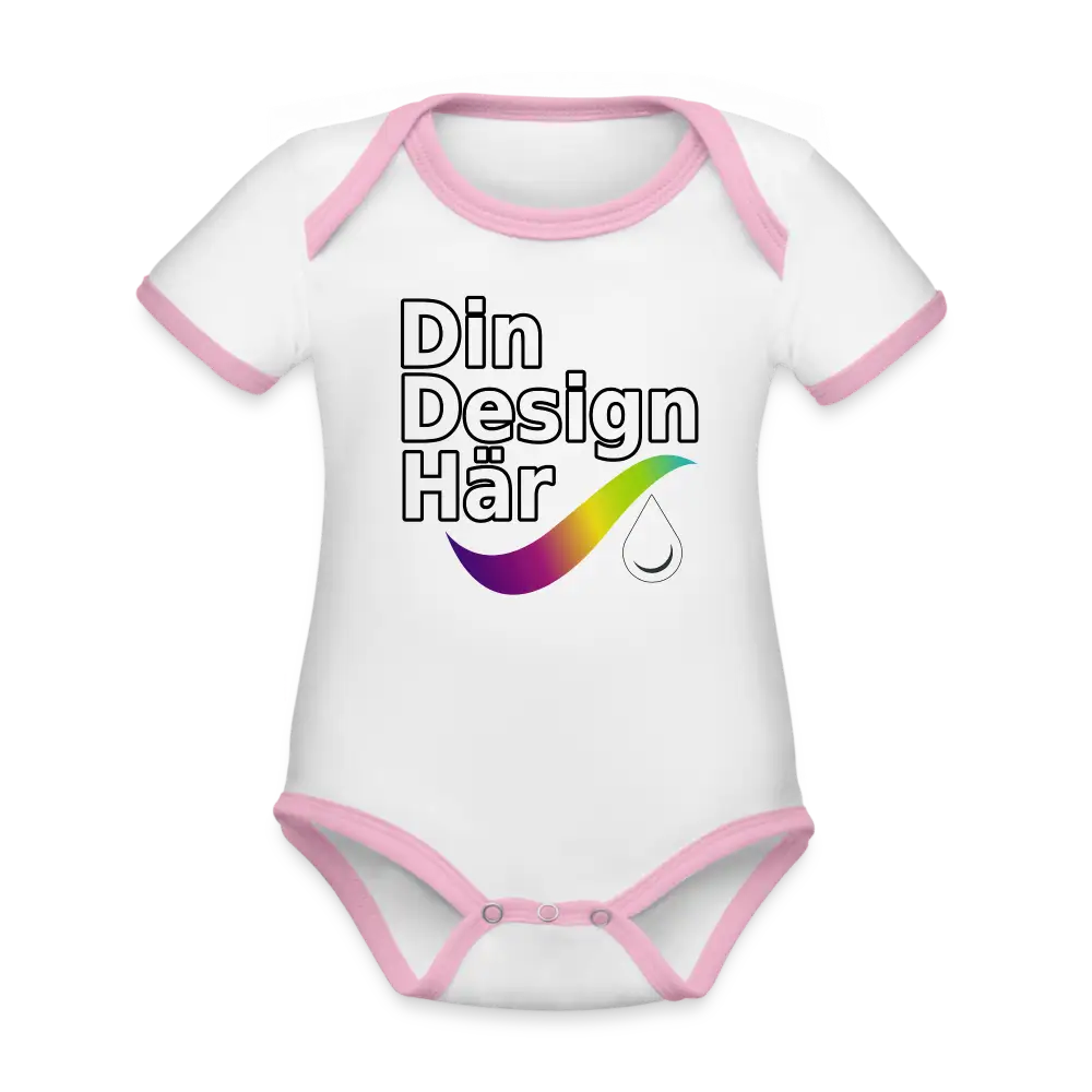 Designa Ekologisk Kontrastfärgad Kortärmad Babybody Vit Ros / 50/56 (0-1m) - Designa Och Tryck Online