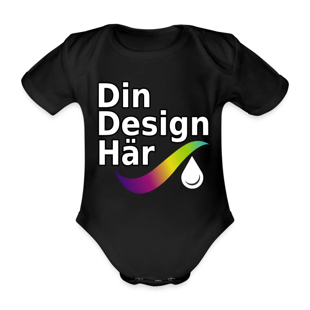 Designa Ekologisk Kortärmad Babybody Svart / 50/56 (0-1m) - Designa Och Tryck Online