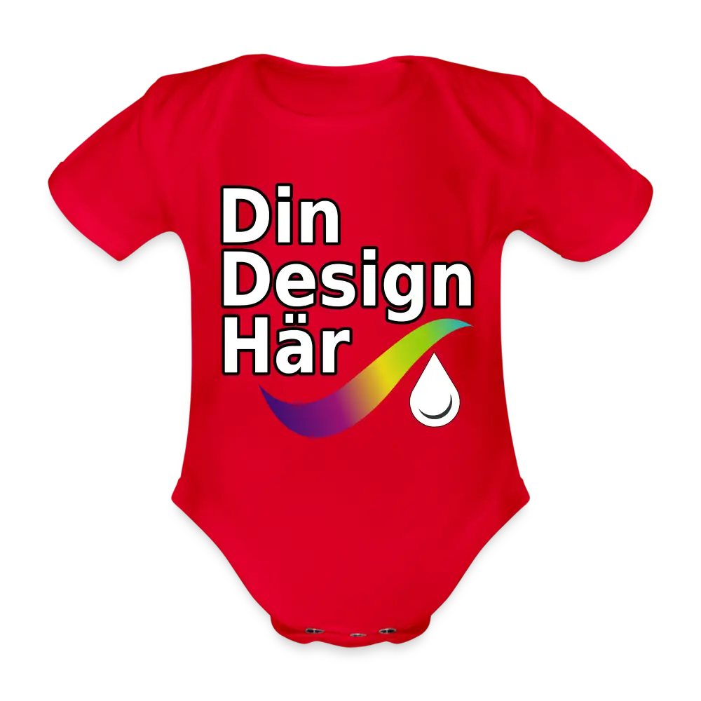 Designa Ekologisk Kortärmad Babybody Röd / 50/56 (0-1m) - Designa Och Tryck Online