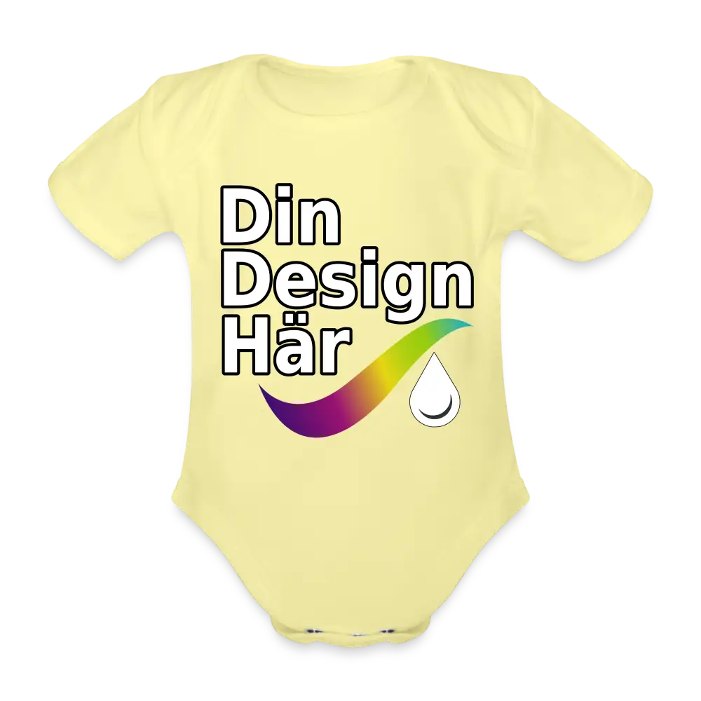Designa Ekologisk Kortärmad Babybody Tvättad Gul / 50/56 (0-1m) - Designa Och Tryck Online