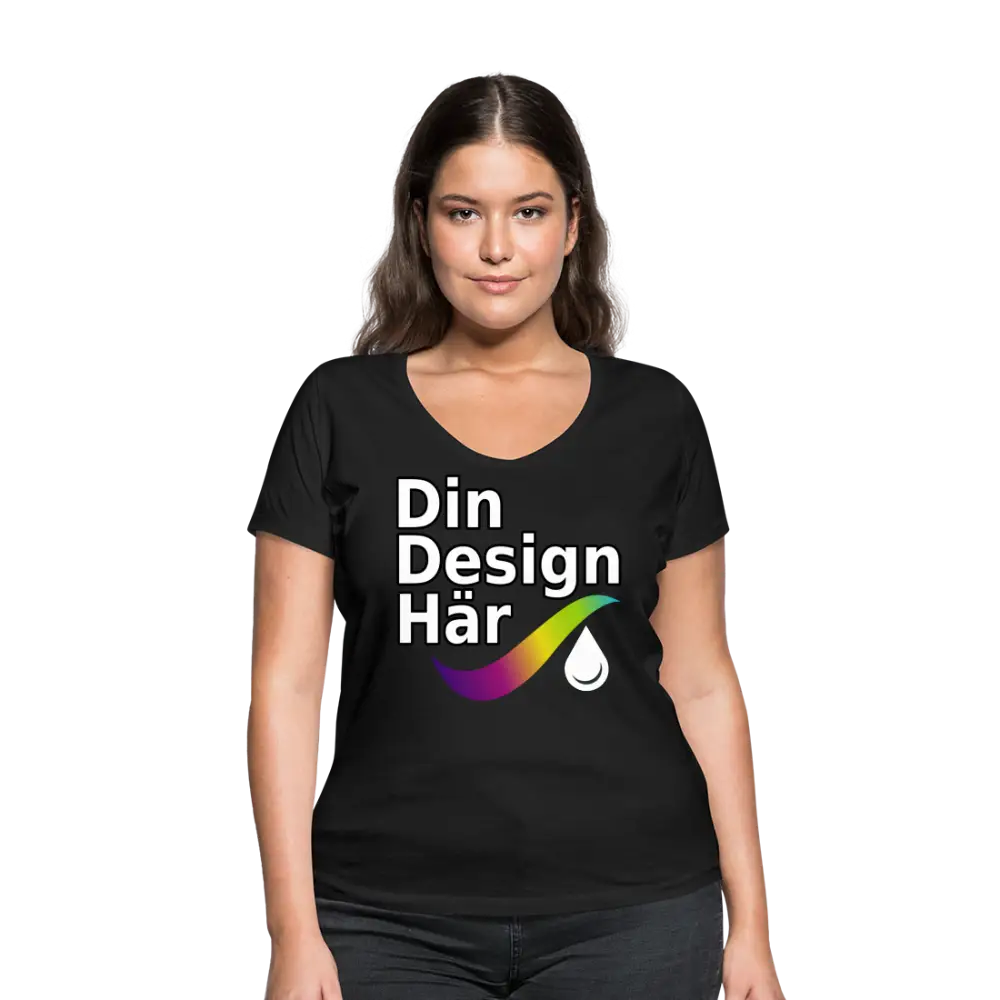 Designa Ekologisk T-shirt Med V-ringning Dam Från Stanley & Stella Svart / s - Designa Och Tryck Online