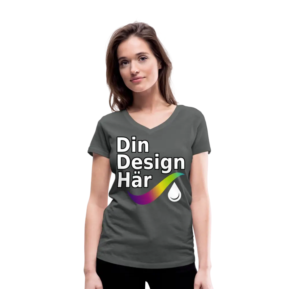 Designa Ekologisk T-shirt Med V-ringning Dam Från Stanley & Stella Träkol / s - Designa Och Tryck Online