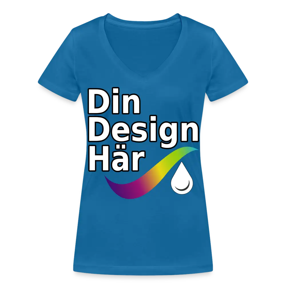 Designa Ekologisk T-shirt Med V-ringning Dam Från Stanley & Stella Påfågelsblå / s - Designa Och Tryck Online