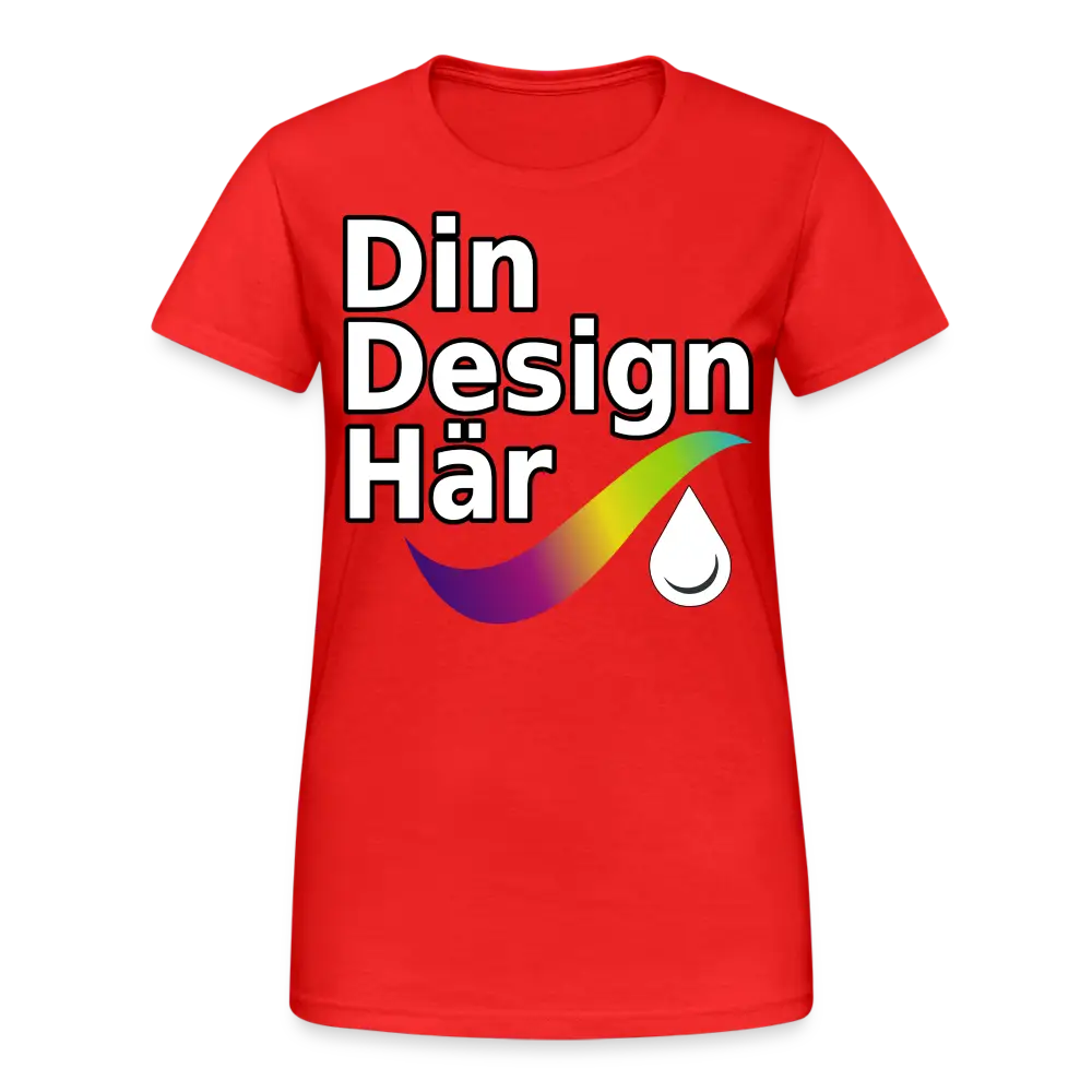Designa Gildan Tung T-shirt Dam Röd / s - Designa Och Tryck Online