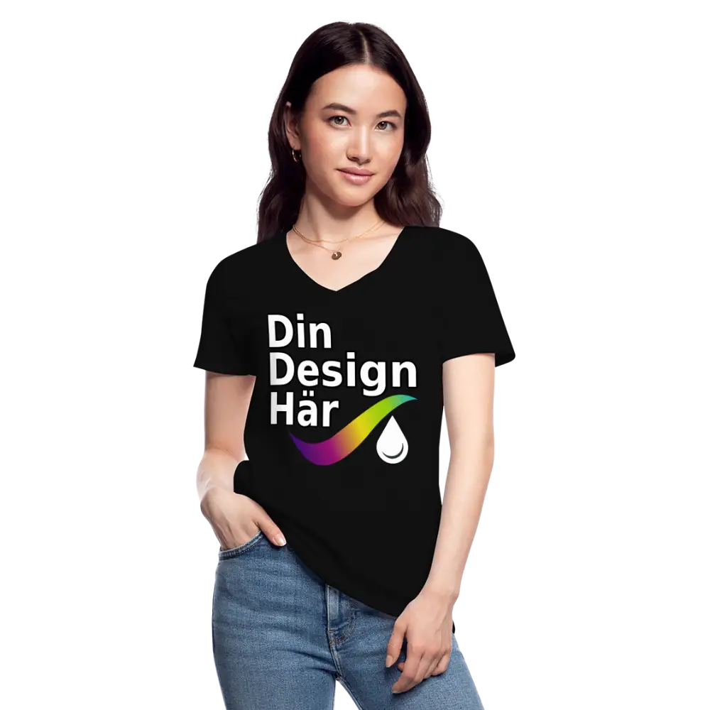 Designa Klassisk T-shirt Med V-ringning Dam - Designa Och Tryck Online