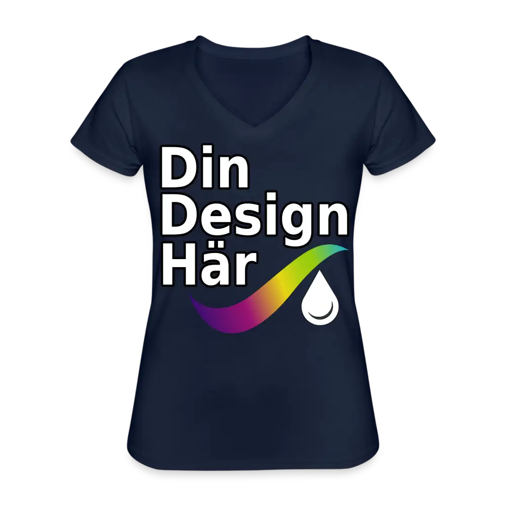 Designa Klassisk T-shirt Med V-ringning Dam Marin / s - Designa Och Tryck Online