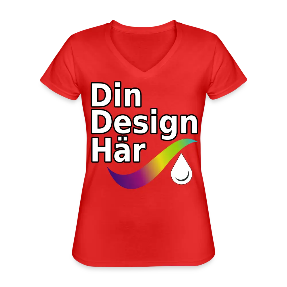 Designa Klassisk T-shirt Med V-ringning Dam Röd / s - Designa Och Tryck Online