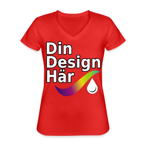 Klassisk T-shirt Med V-ringning Dam - Red / s
