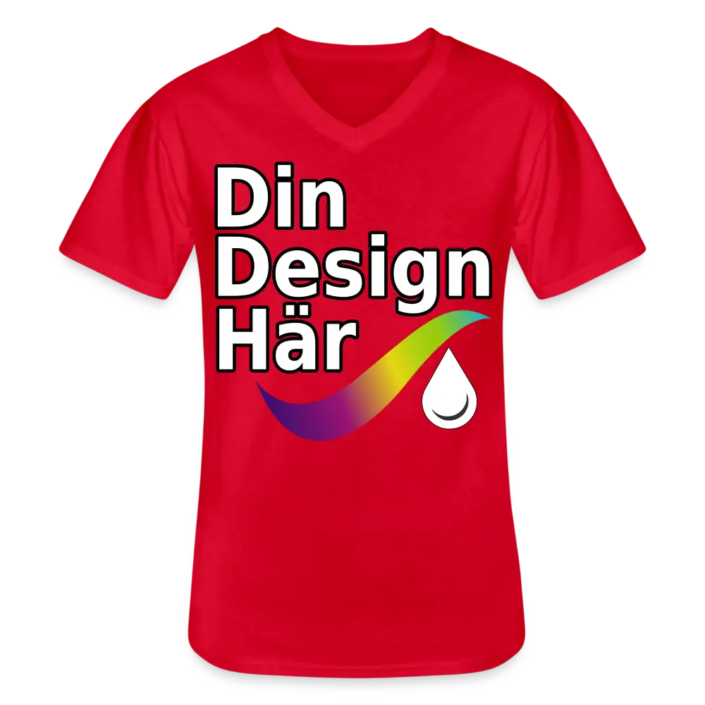 Designa Klassisk T-shirt Med V-ringning Herr Röd / s - Designa Och Tryck Online