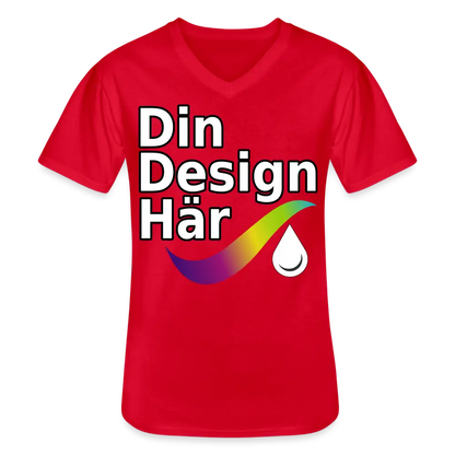 Designa Klassisk T-shirt Med V-ringning Herr Röd / s - Designa Och Tryck Online