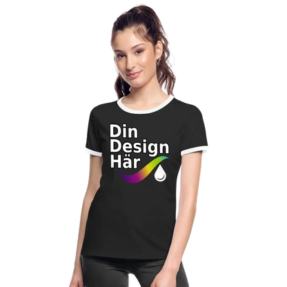 Designa Kontrast-t-shirt Dam Svart Vit / s - Designa Och Tryck Online