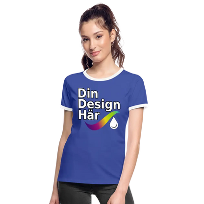 Designa Kontrast-t-shirt Dam Blå Vit / s - Designa Och Tryck Online