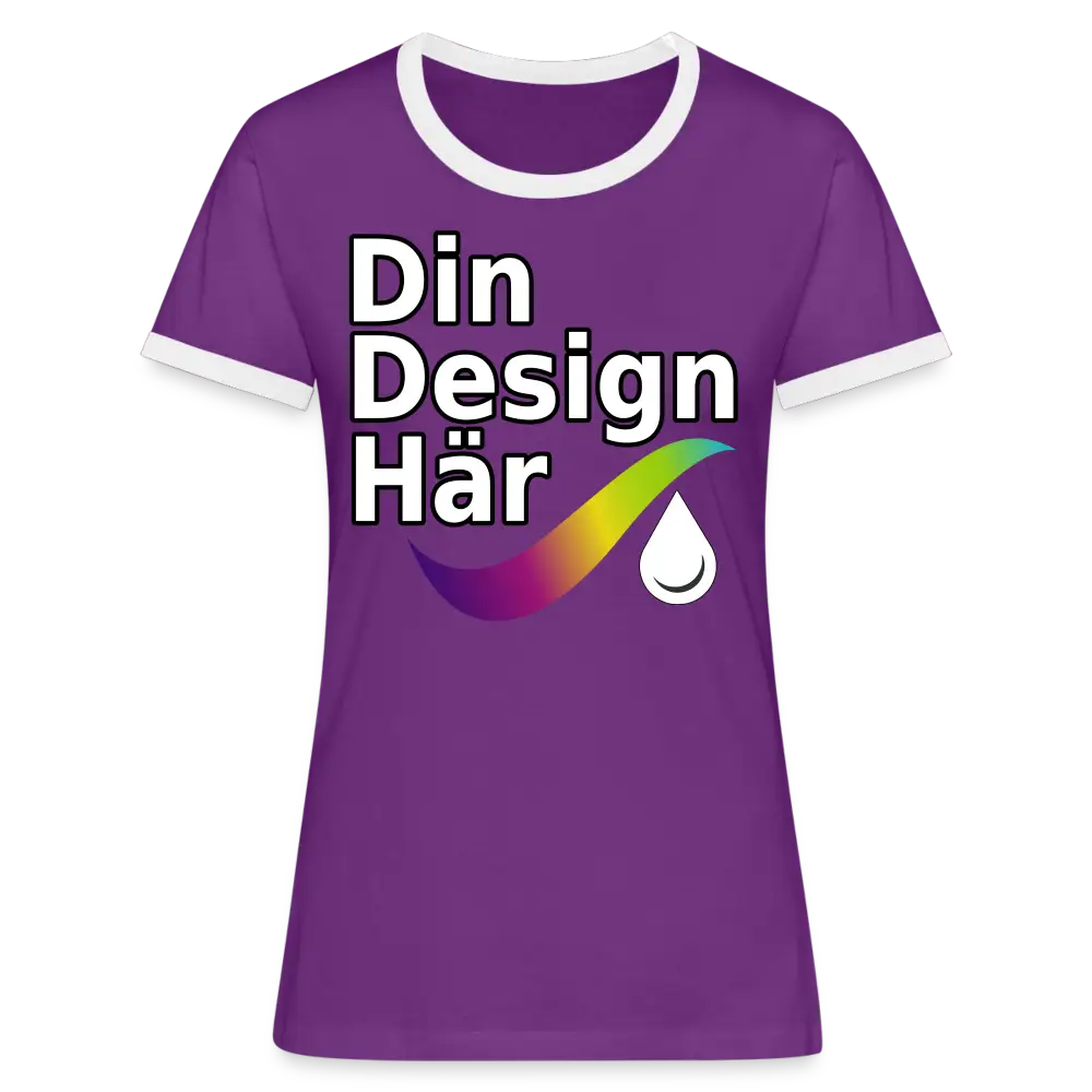 Designa Kontrast-t-shirt Dam Lila/vit / s - Designa Och Tryck Online