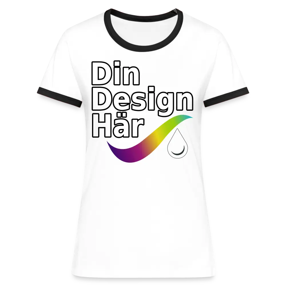 Designa Kontrast-t-shirt Dam Vit Svart / s - Designa Och Tryck Online