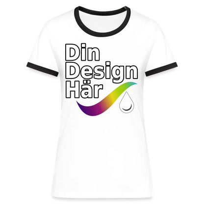 Designa Kontrast-t-shirt Dam Vit Svart / s - Designa Och Tryck Online