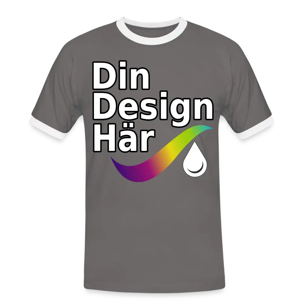 Designa Kontrast-t-shirt Herr Mörkgrå/vit / m - Designa Och Tryck Online