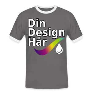 Kontrast-t-shirt Herr - Dark Grey/white / m