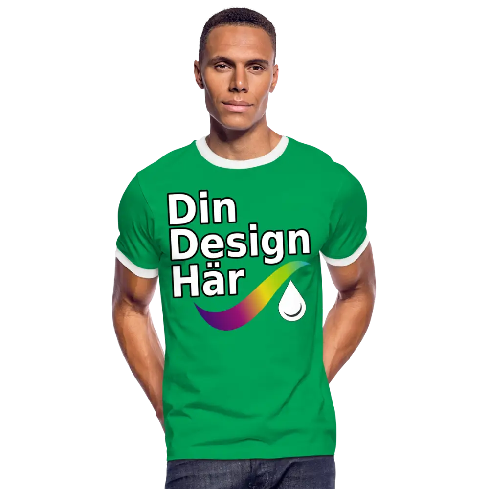 Designa Kontrast-t-shirt Herr Kelly Grön/vit / m - Designa Och Tryck Online