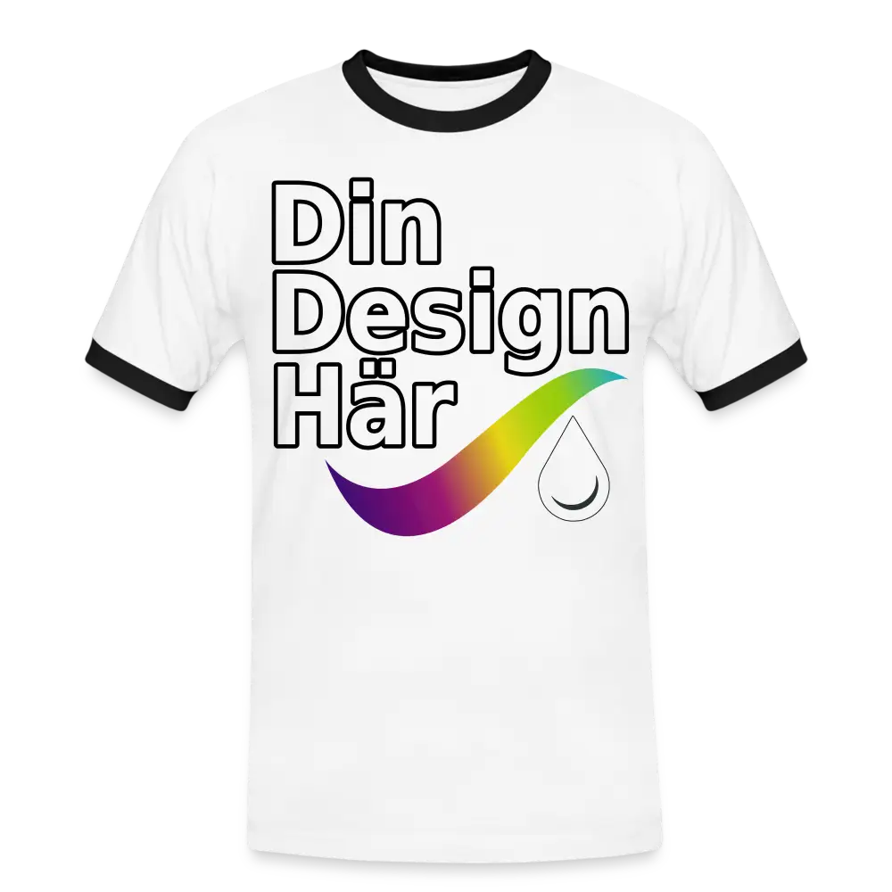 Designa Kontrast-t-shirt Herr Vit Svart / m - Designa Och Tryck Online