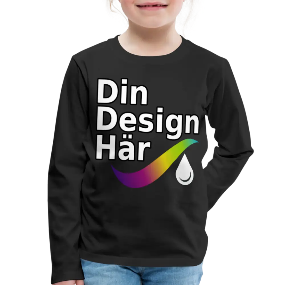 Designa Långärmad Premium-t-shirt Barn Svart / 98/104 (2 Years) - Designa Och Tryck Online