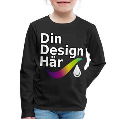 Designa Långärmad Premium-t-shirt Barn Svart / 98/104 (2 Years) - Designa Och Tryck Online