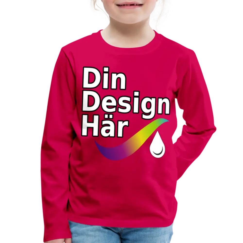Designa Långärmad Premium-t-shirt Barn Mörkrosa / 98/104 (2 Years) - Designa Och Tryck Online