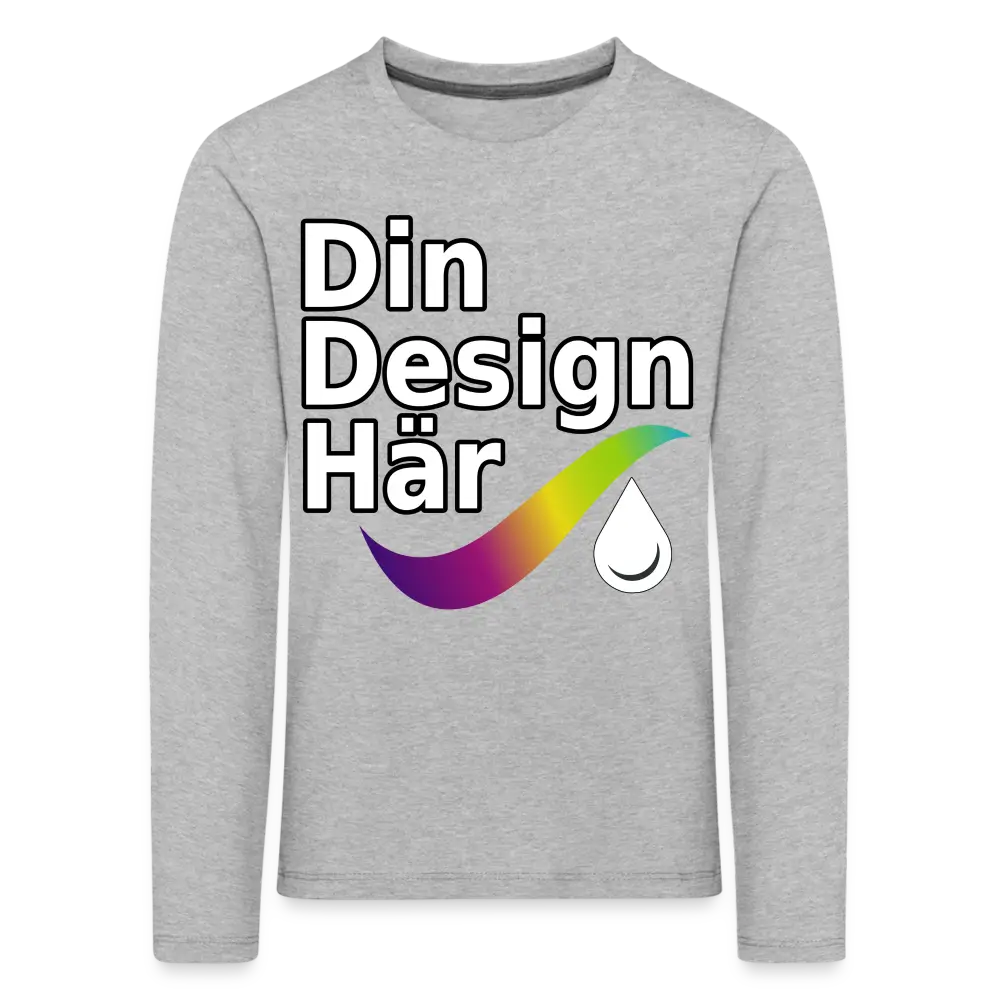 Designa Långärmad Premium-t-shirt Barn Gråmelerad / 98/104 (2 Years) - Designa Och Tryck Online