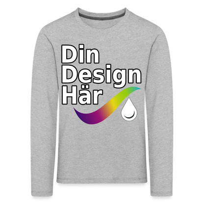 Designa Långärmad Premium-t-shirt Barn Gråmelerad / 98/104 (2 Years) - Designa Och Tryck Online