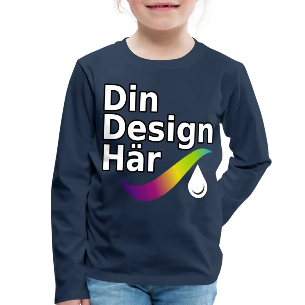 Designa Långärmad Premium-t-shirt Barn Marin / 98/104 (2 Years) - Designa Och Tryck Online