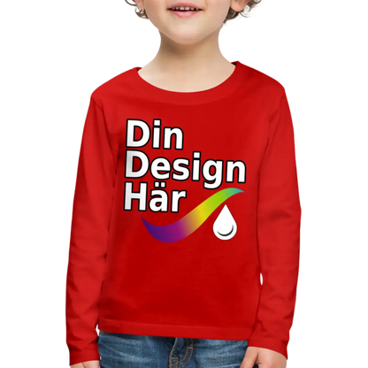 Designa Långärmad Premium-t-shirt Barn Röd / 98/104 (2 Years) - Designa Och Tryck Online