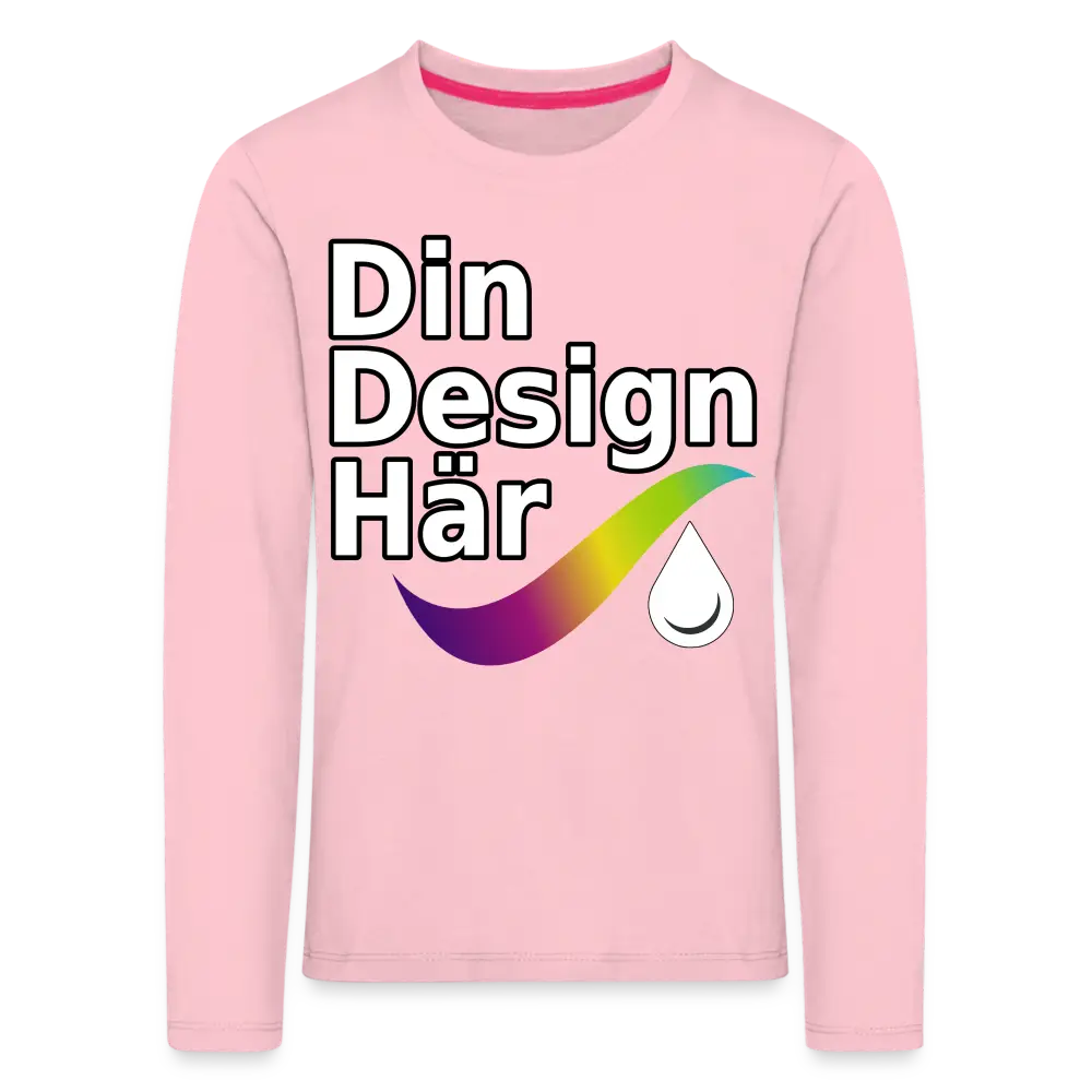 Designa Långärmad Premium-t-shirt Barn Ljusrosa / 98/104 (2 Years) - Designa Och Tryck Online