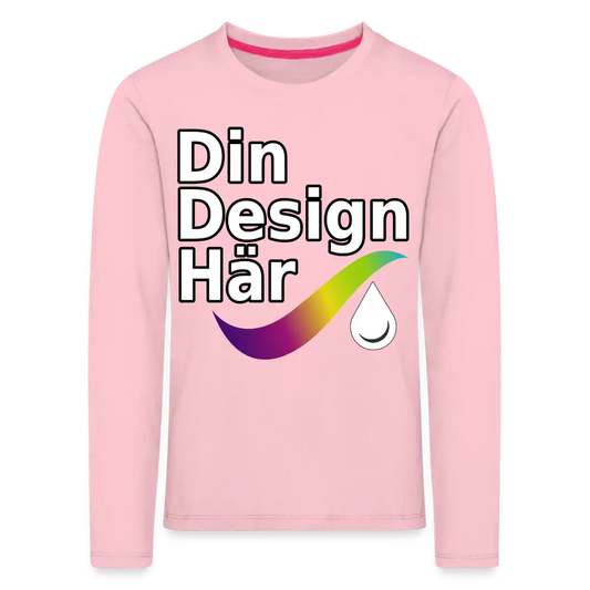 Designa Långärmad Premium-t-shirt Barn Ljusrosa / 98/104 (2 Years) - Designa Och Tryck Online