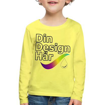 Designa Långärmad Premium-t-shirt Barn Gul / 98/104 (2 Years) - Designa Och Tryck Online