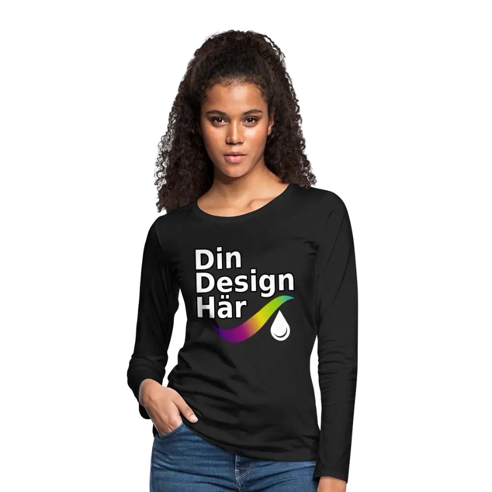 Designa Långärmad Premium-t-shirt Dam Svart / s - Designa Och Tryck Online