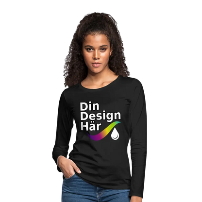 Designa Långärmad Premium-t-shirt Dam Svart / s - Designa Och Tryck Online