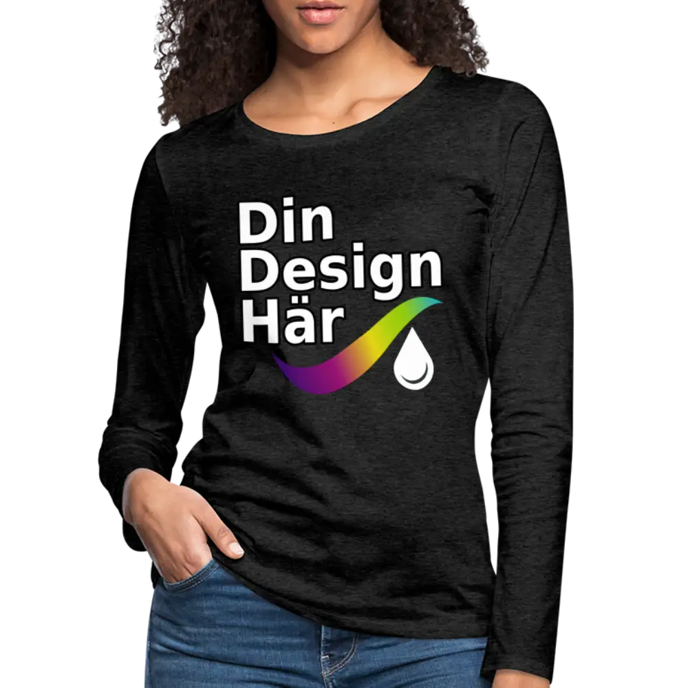 Designa Långärmad Premium-t-shirt Dam Kolgrå / s - Designa Och Tryck Online